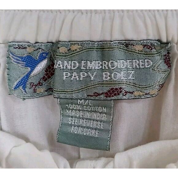Hand Embroidered Papy Boez Cotton Pants Medium/ Large - Picture 5 of 9